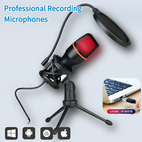 Microphone with Mic Stand Professional 3.5mm/USB  Recording Condenser Microphone Compatible with PC Laptop Singing and Gaming