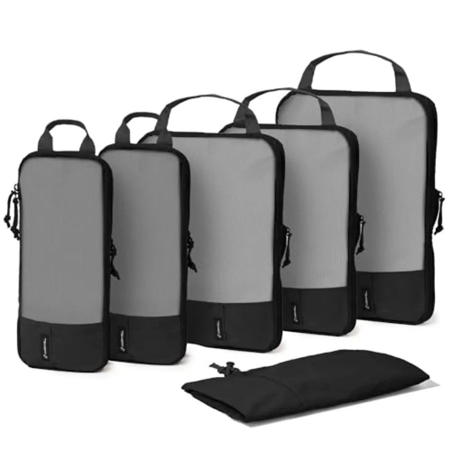 

Not Made In China 6pc Compression Packing Cubes For Travel, Suitcase and Luggage Space Saver Organizer Bags, Lightweight, Water