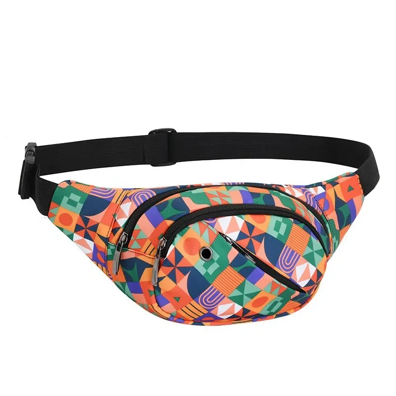 New Nylon Colorful Waist Bag Women's Shoulder Bags Fashion Sports Equipment Outdoor Printing Plaid Pattern Wallet Leisure