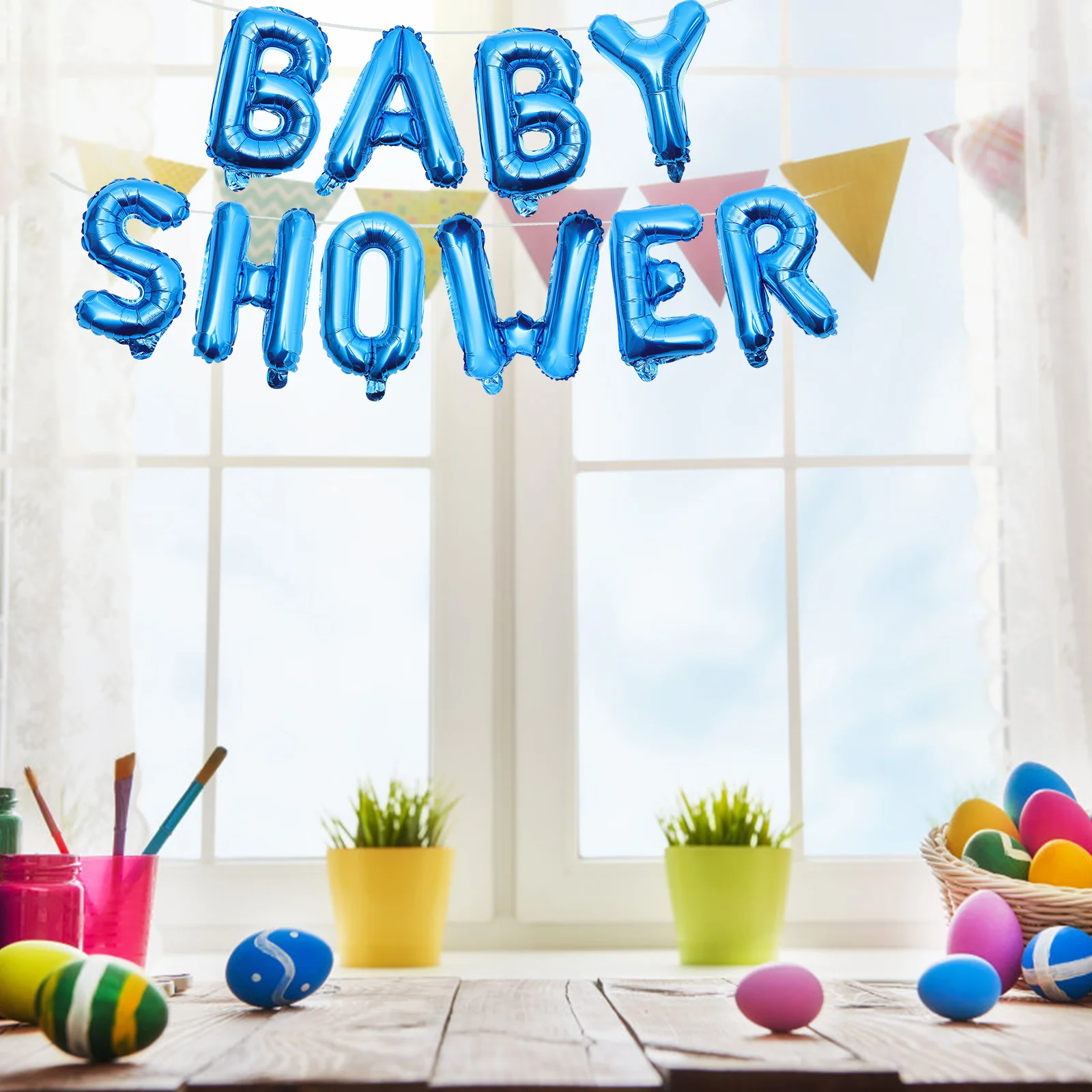 

2Sets Baby Shower Balloons for Girl Boy Garland Backdrop Decoration Baptism Balloon Set Baptism Centerpieces for Tables
