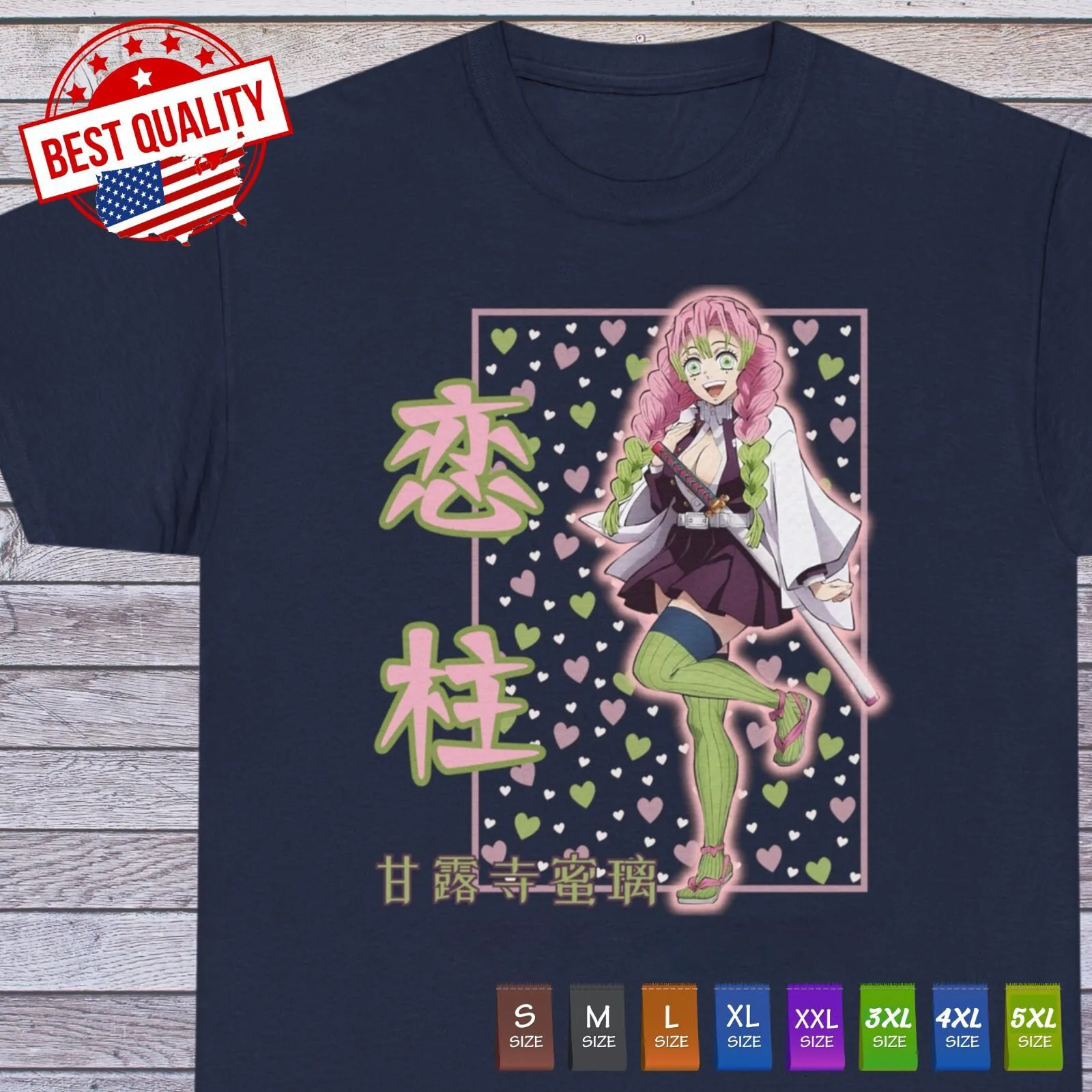 

Kawaii Mitsuri Shirt Demon Slayer Waifu Cosplay Girl Anime Clothing Tee Manga