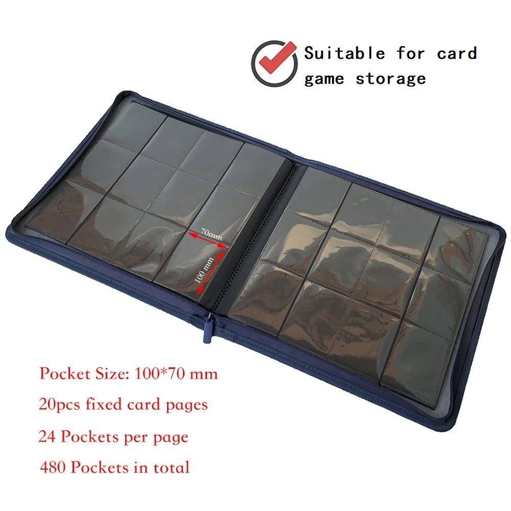 

480 Pockets Side Loading Trading Card Binder Pages - Zip Album - 12 Pocket TCG Folder Card Collector : Blue