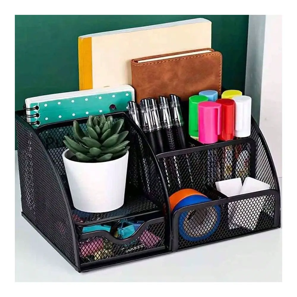 

Office StorageMesh Desktop Organizer Rack With Drawers, Office Desk And Drawer Storage, Pencil Holder, Note Paper Holder, Multip