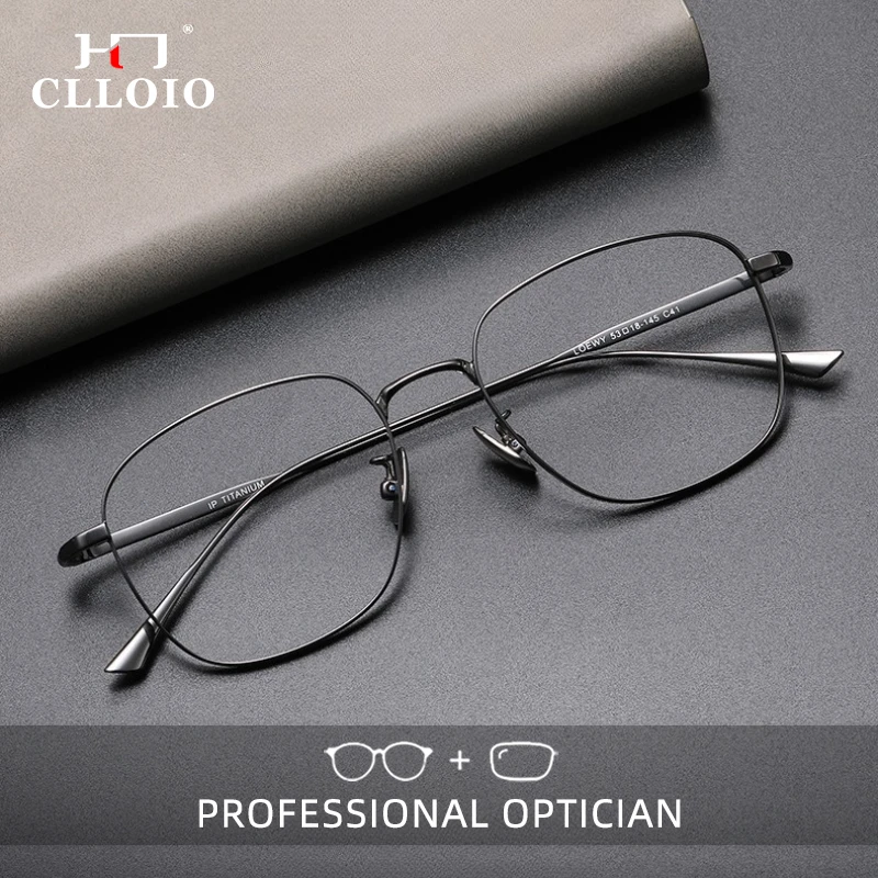 

CLLOIO Ultralight Titanium Reading Glasses Anti Blue Light Myopia Glasses Square Customizable Progressive Prescription Eyewear