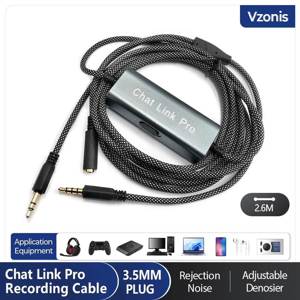 

3.5MM Chat Link Pro Cable High-fidelity PC-to-Phone Audio Recording Line with Inline Switchable Isolator Compatible with HD60 S+