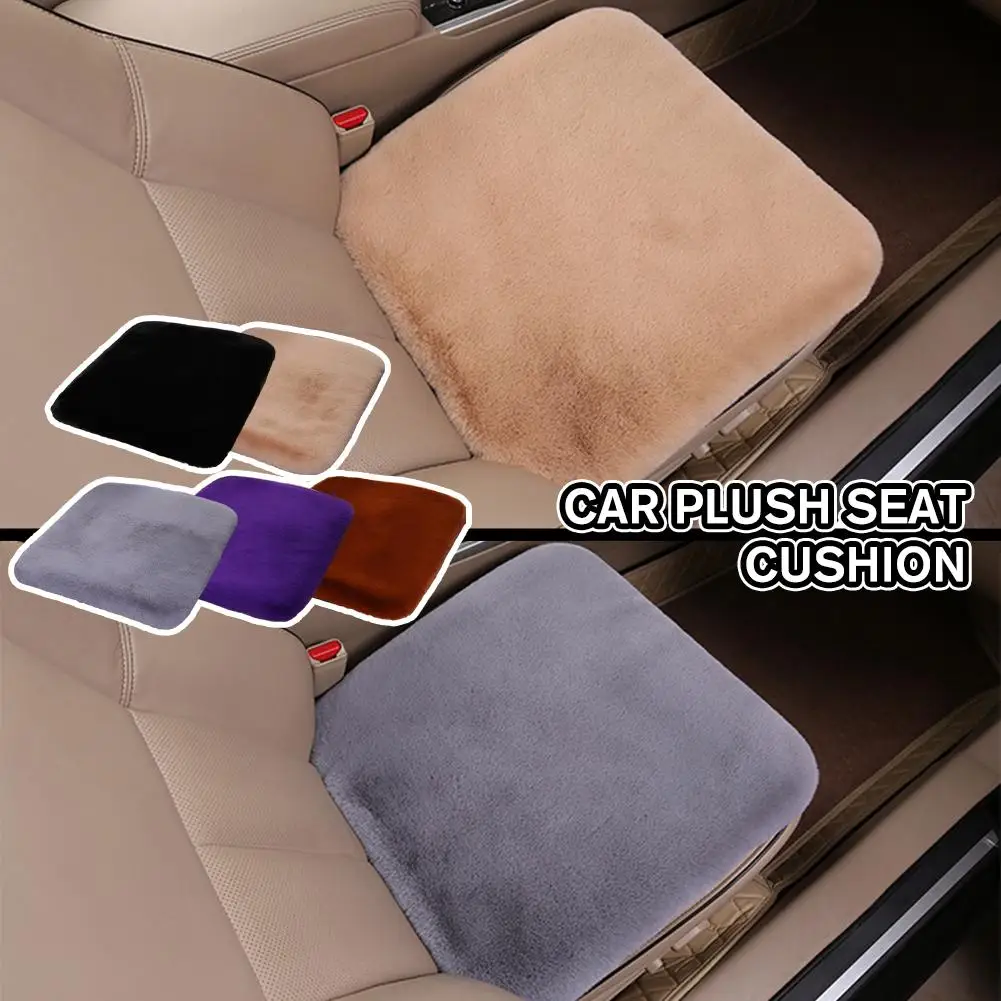 Car Seat Cushion Winter Plush Rabbit Fur Winter Warmth Thick Wool One Piece Square Cushion for Main Driver or Co-pilot