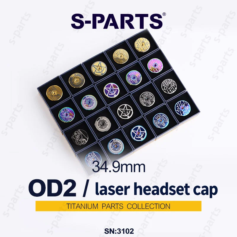 1pc 34.9mm Laser OD2 Titanium Headset Cap With Bolt Bicycle Stem Cap For Road Bike Oversized Headtube Upgrade Modification Parts