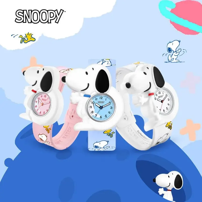 Snoopy boys and girls new personality creative cute fun cartoon can be used as a ruler waterproof snap ring watch children's toy