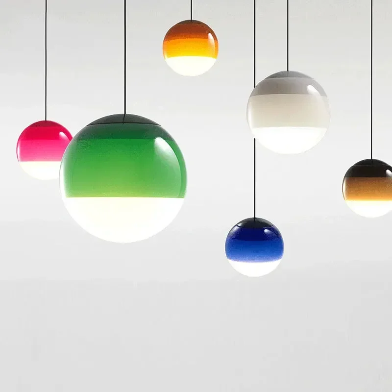 Lámpara colgante de colores con gradiente nórdico, bola de cristal, lámpara colgante LED, comedor, dormitorio, restaurante, globo creativo, accesorio de suspensión