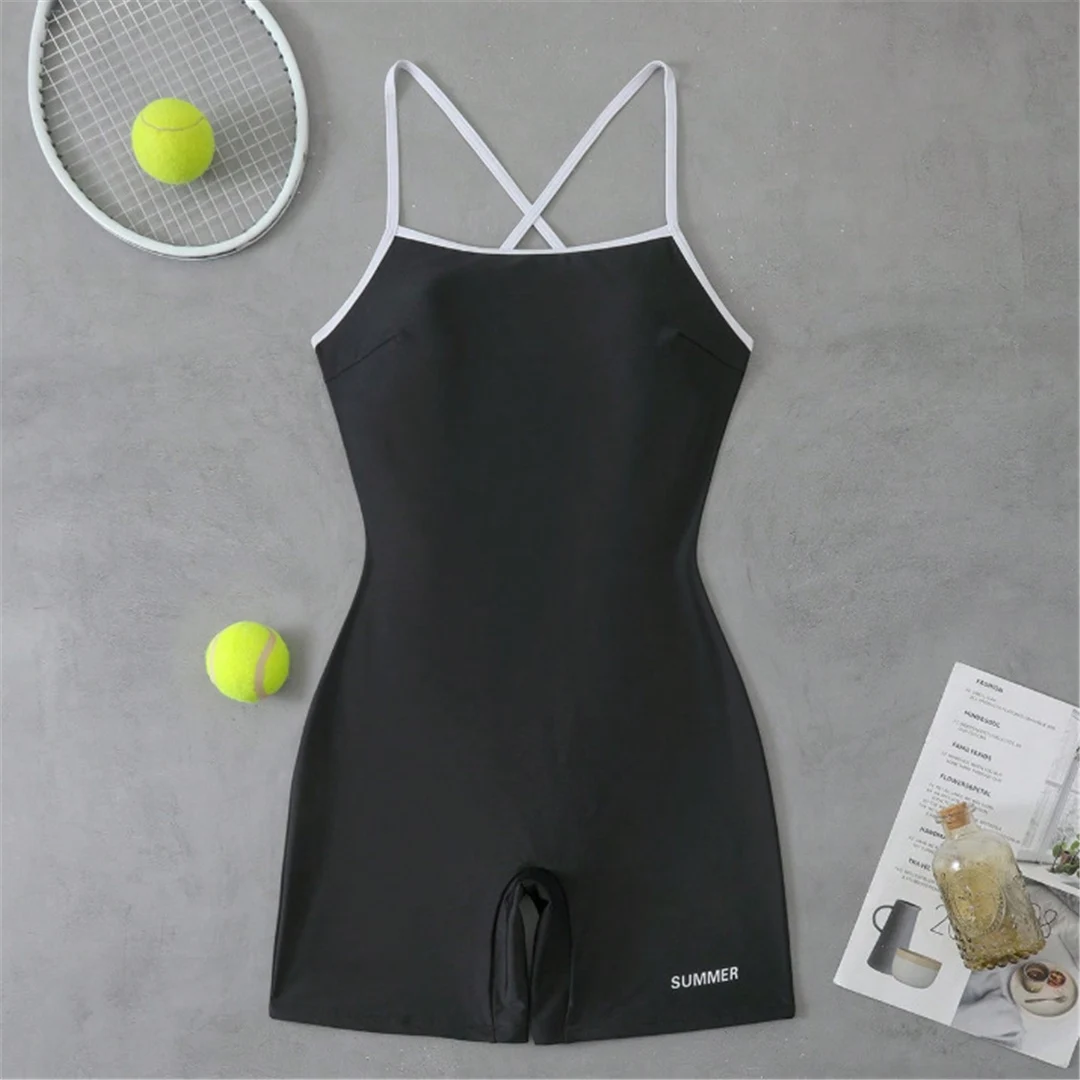 S - XL 2026 Cross Back Einfarbiger Surfanzug Damen Badeanzug Einteiliger Badeanzug Damen Shorts Gepolsterter Badeanzug Badebekleidung Schwimmanzug V7857 – Detail 7