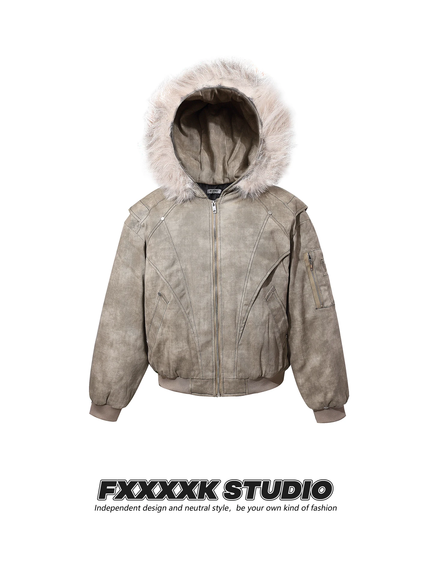 

FXK оригинальное ретро-основание с большим меховым воротником Thiened Fce, теплое хлопковое пальто из джета, хлопковое пальто, верхняя одежда для молодежи