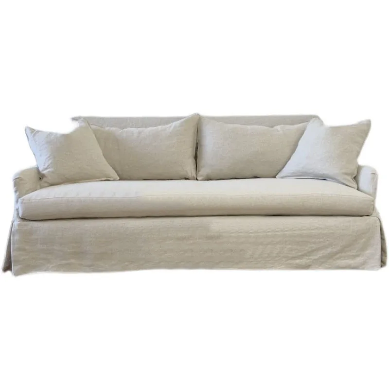 

Washed linen fabric double triple sofa fully dismantled and washed living room furniture B & B apartment