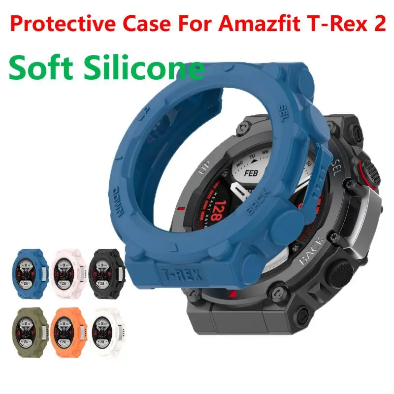 TPU Protective Case For Amazfit T Rex 2 Smart Watch Strap Silicone Bumper Protector Shell Cover Huami TRex 2 Accessories