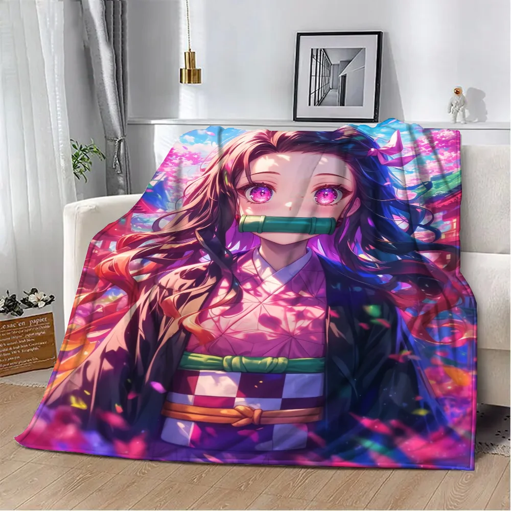 D-Demon Slayer Hairy Blankets for Bed Blankets Characters Blanket Large Summer Blanket King Size Luxury Bedding Home Interior