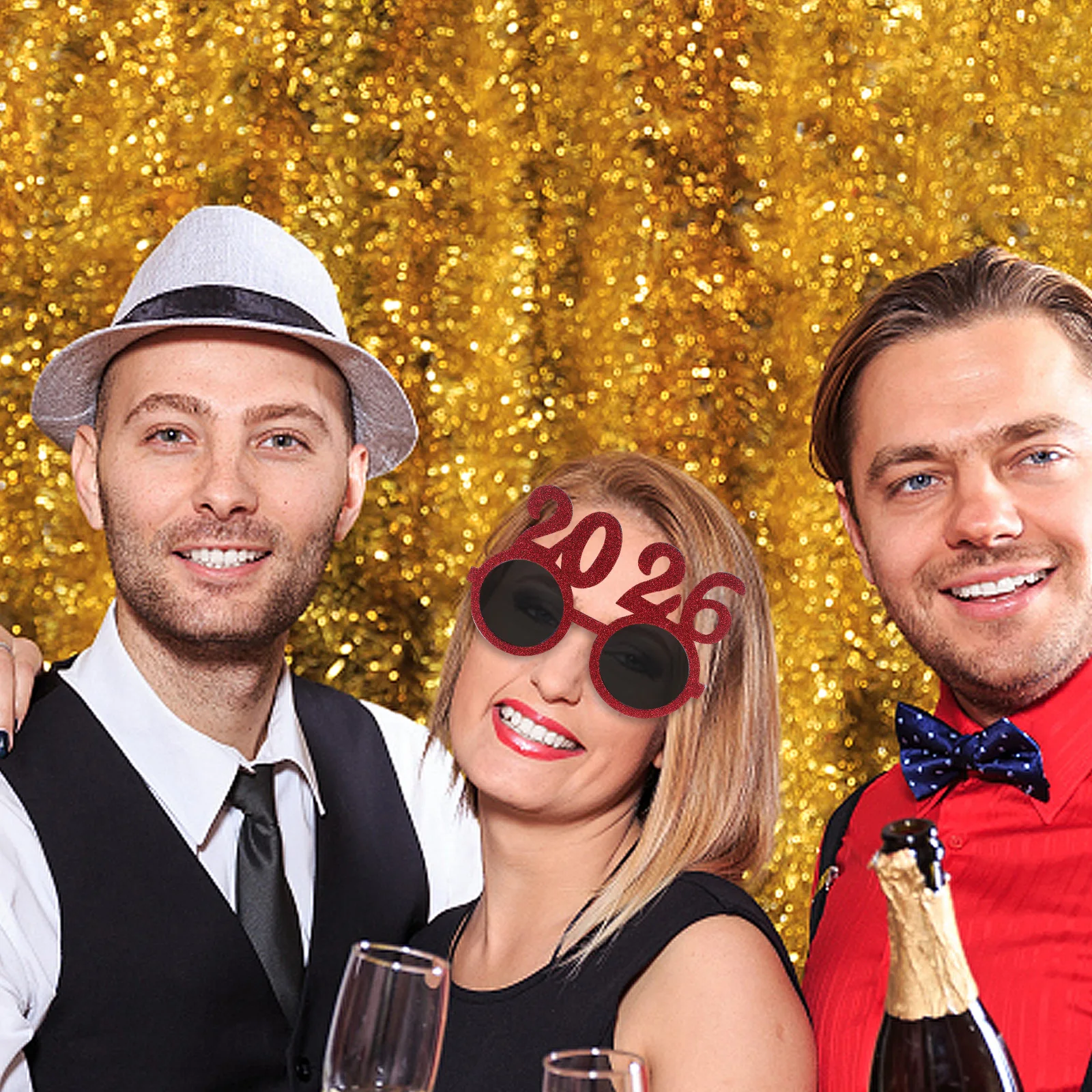 

4 Pcs 2026 Glasses Happy New Year Glitter Eyeglasses Plastic Years Eve Eyewear Party Number Holiday