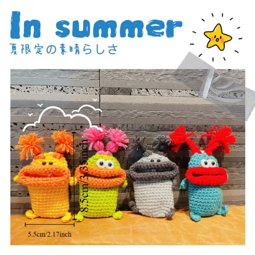 المرأة مفتاح سلسلة مدخل الحرس حافظة للبطاقات اليد المنسوجة الصوف حقيبة مفاتيح كبيرة الفم مفتاح قلادة السجق الفم حقيبة مفاتيح الحياكة مفتاح القضية #4