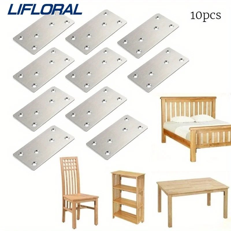 10pcs 6 หลุมวงเล็บแบนซ่อมวงเล็บสแตนเลสไม่มีการซีดจางโครงสร้างที่เรียบง่าย Stable และบริษัทหนาวัสดุ