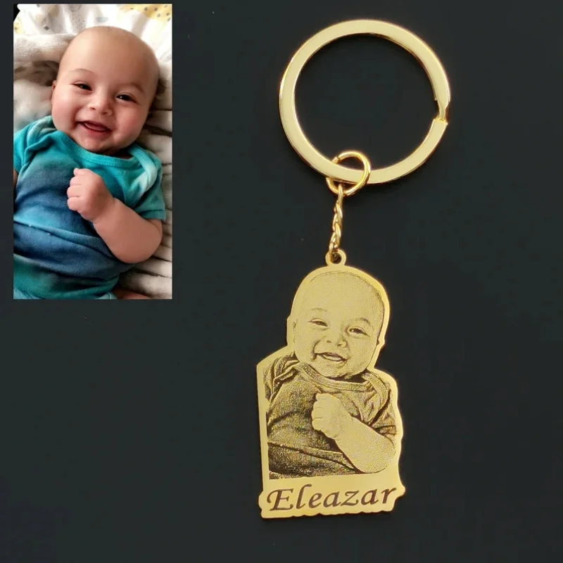 

Personalized Custom Photo Keychain Carving Photo Keychain Commemorate Children's Growth Customization Photos Keychain Gifts