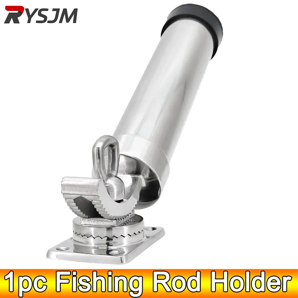 

AD 1pc 360 Angled Rod Holder 316 Stainless Steel Fishing Rod Holder Deck Mount Adjustable Yacht Rod Pod Boat Accessories
