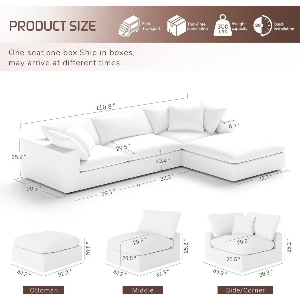 Cloud Modular Sectional Sofa,110.8