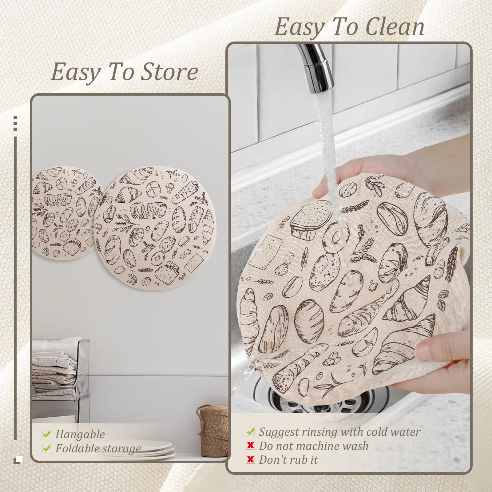 3/2Pcs Sourdough Bowl Cover Elastic Bread Proofing Cover Baking Dough Rising Dust Cover for Grain Sprouting Yeast Cultivation