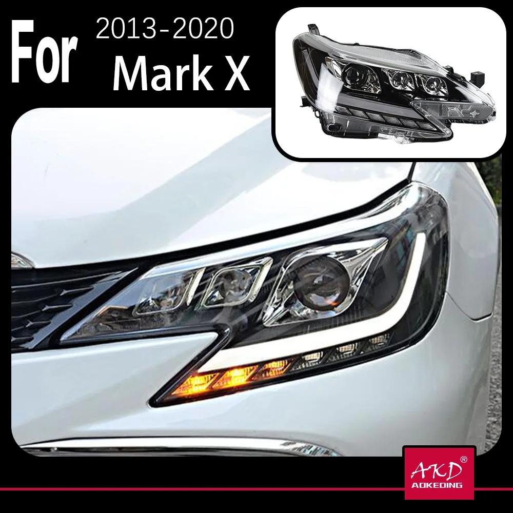 

AKD Car Model Head Lamp for Mark X Headlights 2013-2017 Reiz LED Headlight LED DRL Dynamic Signal Bi Xenon Projector Accessories