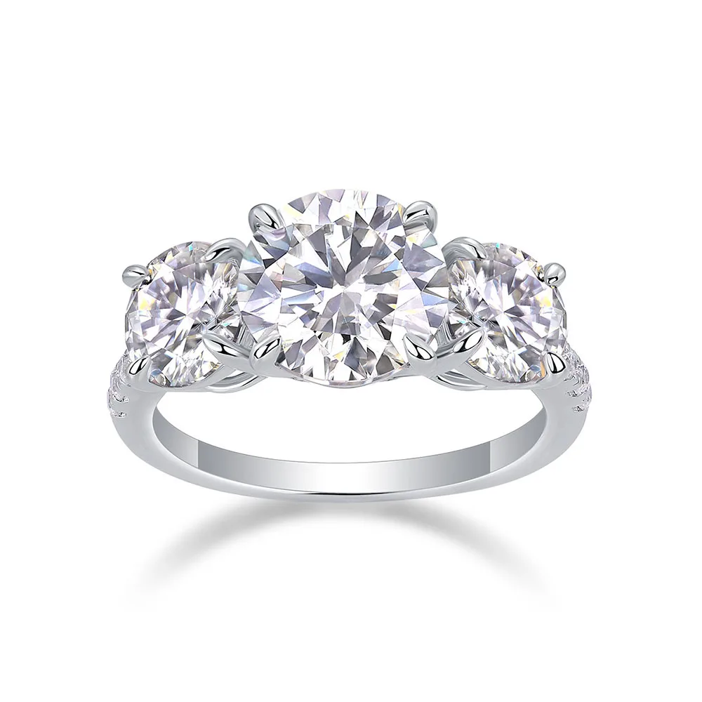Apexelle Brand Luxury Jewelry 925 Sterling Silver Rings Three Stone Moissanite Ring Wedding Bands For Women Premium Jewelry