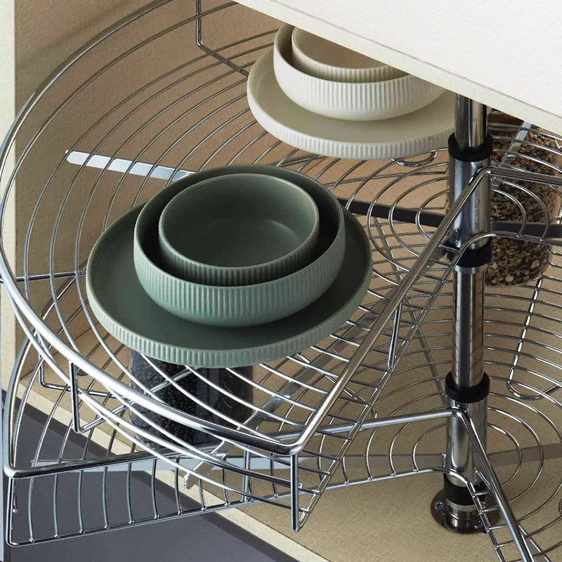 Cabinet corner basket 180 degree kitchen 270 degree basket rotating double shelf