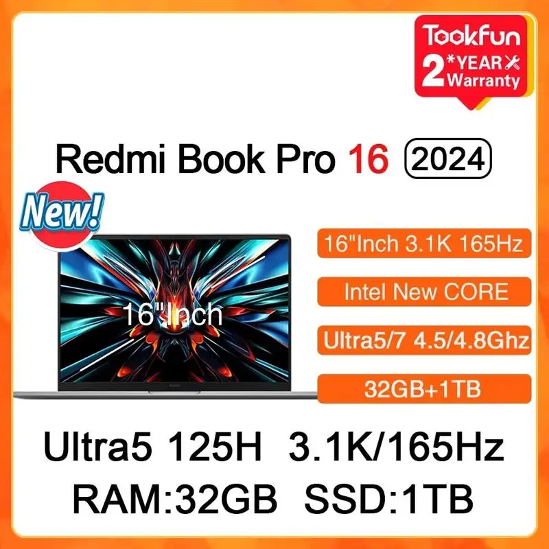 To Redmi Book Pro 16 2024 Laptop Intel Ultra5 125H 7 155H RAM 32GB SSD 1TB 16