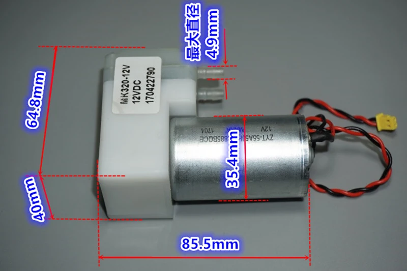 Small DC12V 9LPM -70KPa Large Flow 555 Motor Vacuum Air Pump Piston Negative Pressure Suction Diaphragm Pump