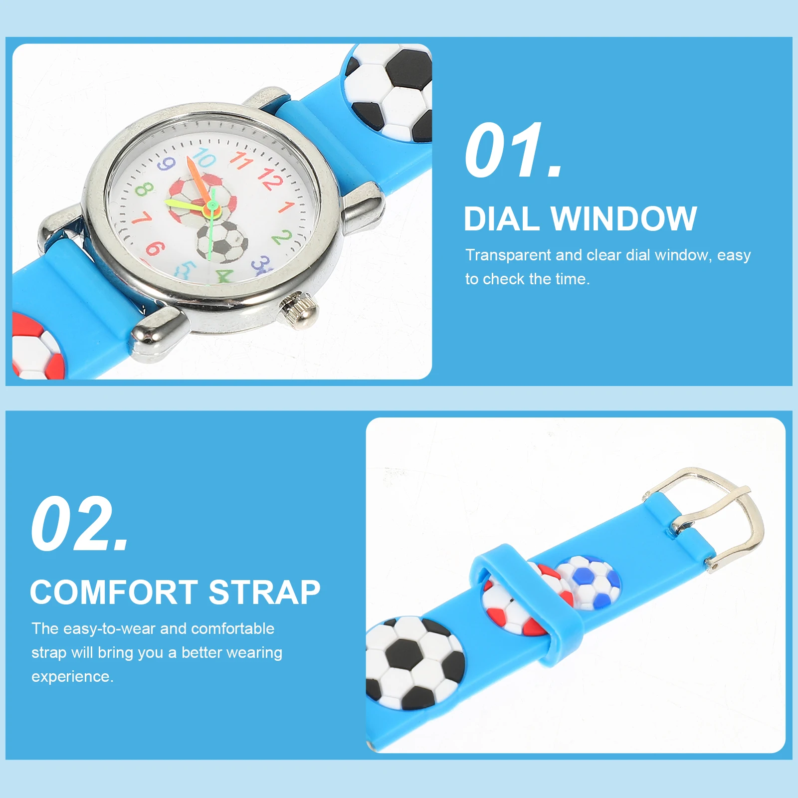 

Soccer Kids Watch Ball Theme Stainless Steel Plastic Cartoon Sports Watch for Boys Toddler Easy Time Reading Children Wristwear