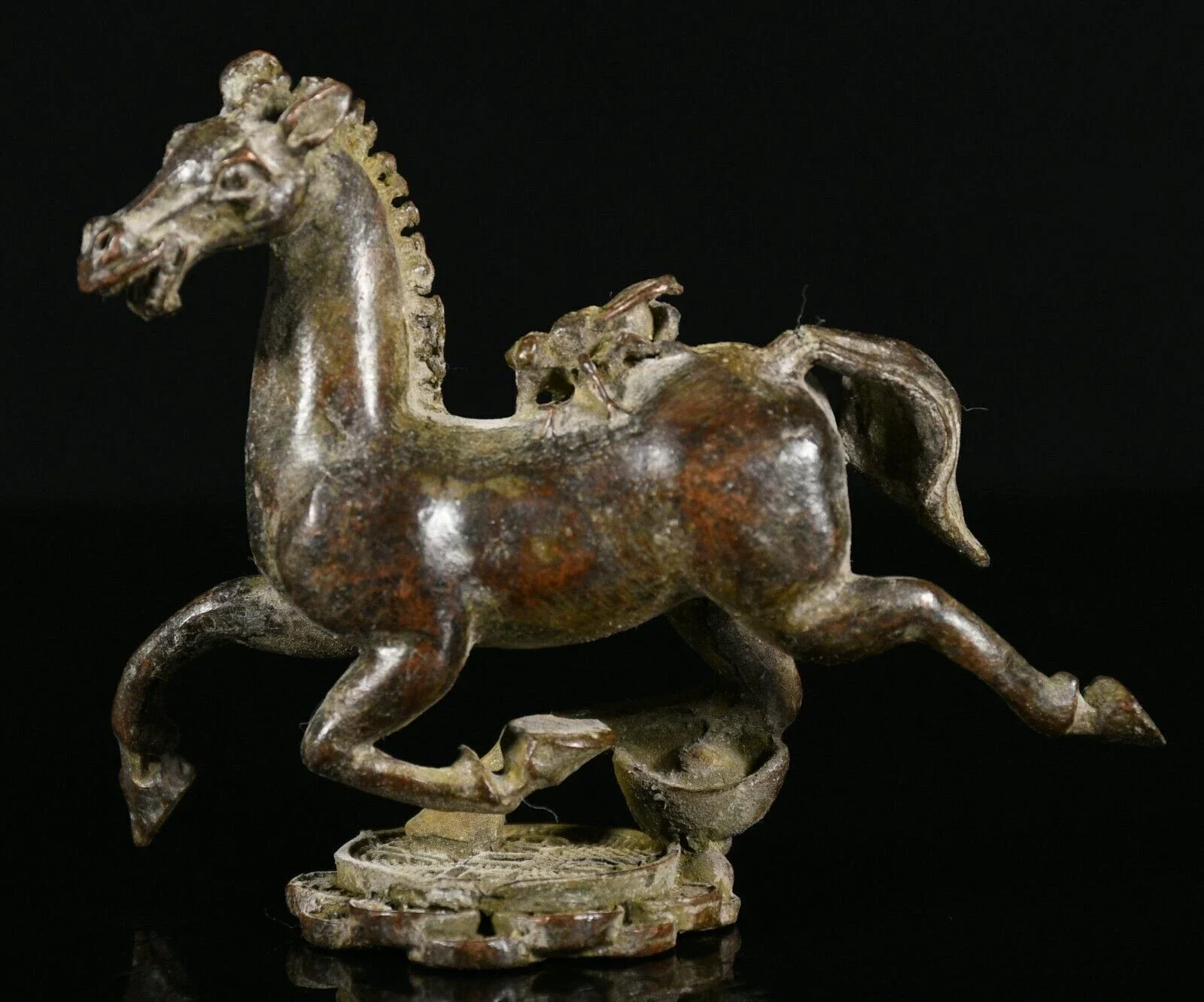 

Old Chinese Dynasty Bronze Feng Shui Wealth Horse Coin Yuanbao Ant Animal Statue