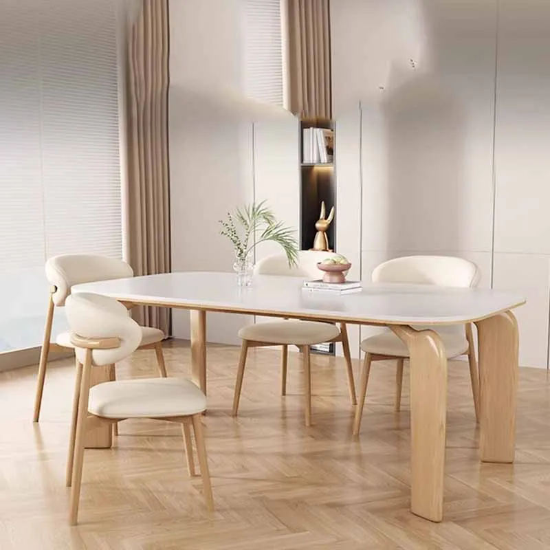 

European Waterproof Dining Table Rectangular High Space Saving Wood Tables Restaurant 4 Chairs Mesas De Jantar Home Furniture