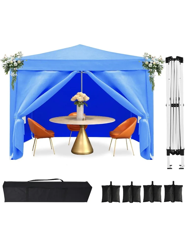 

10x10 Pop Up Canopy Outdoor Party with 4 Sidewalls, Wedding Party Outdoor Canopy Waterproof UV50 Canopy Even