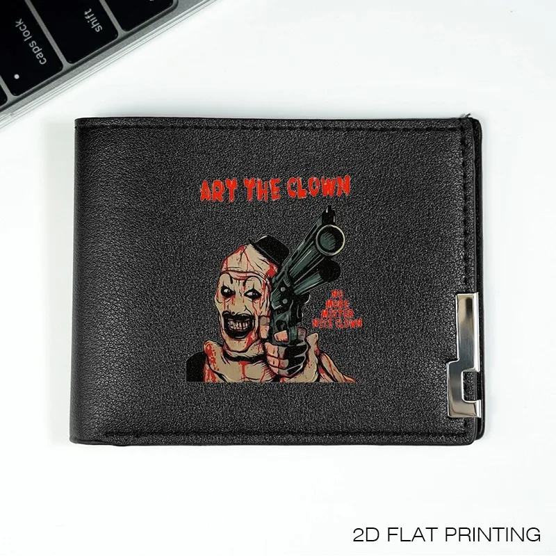 ART THE CLOWN PU 가죽 지갑 남성용 슬림 비즈니스 스타일 일상 사용 가볍고 내구성이 뛰어난 패션 디자인
