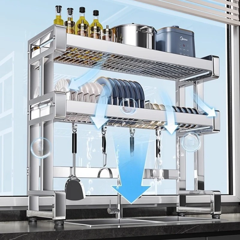 

‌Thickened Steel Sink Rack,Double-Pillar Drain Shelf for Plates Bowls,Multi-Layer Kitchen Organizer,HeavyDuty Countertop Holder‌