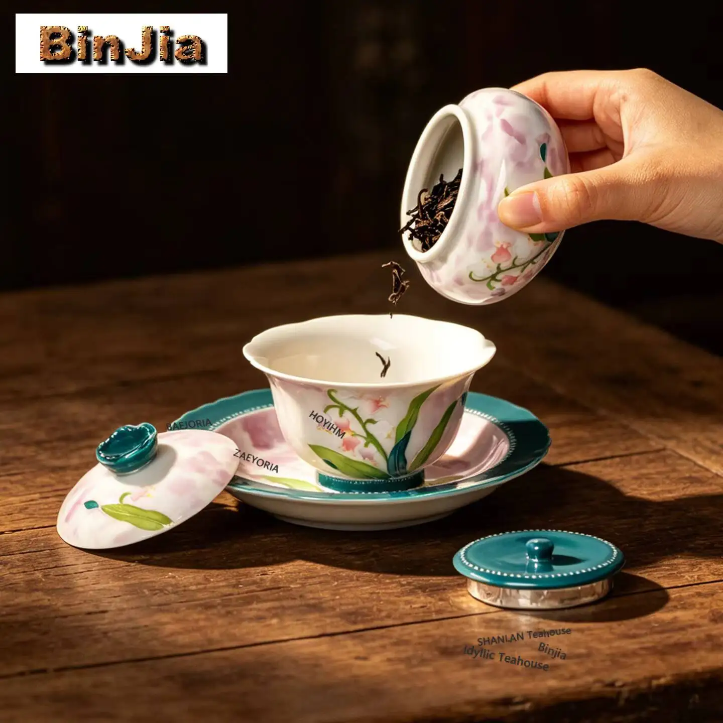 Hand-painted Lily Of The Valley Tea Box Organizer Moisture-proof Creative Storage Tank Containers Tea Caddy Drinkware Gift