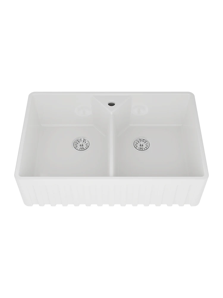 

American style kitchen double sink open plan kitchen semi-recessed ceramic sink large sink