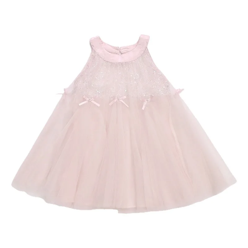 Girls' camisole dress summer 2026 new stylish children's mesh princess girls' vacation style hanging neck dress 6