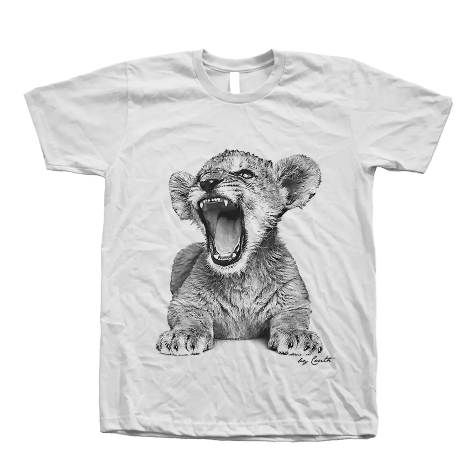 Hand Screen Lion Cub T Shirt Animal vintage Washed streetwear Unisex Comfortable Top For Everyday Wear Breathable Versatile