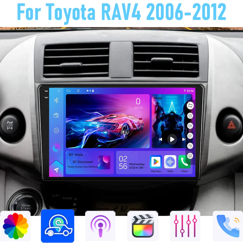 

9'' For Toyota RAV4 2006-2012 Car Radio Unit GPS Multimedia Carplay Android 15 Wireless Navigation Intelligent System 4GB+64GB