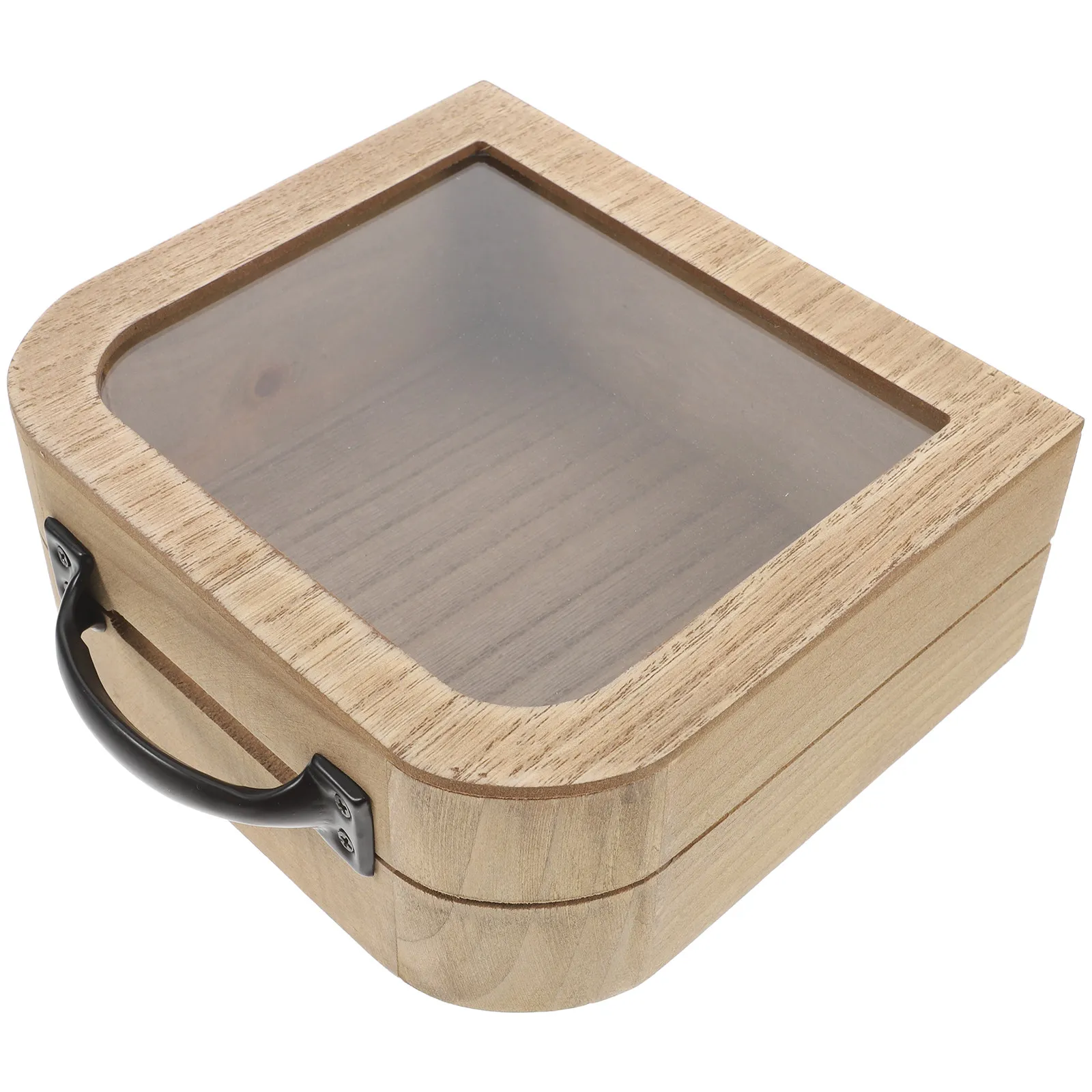 Creative Wooden Piggy Bank with Clear Front Vintage Money Saver Compact Cash Coin Storage Box Desk Nightstand Decor Travel