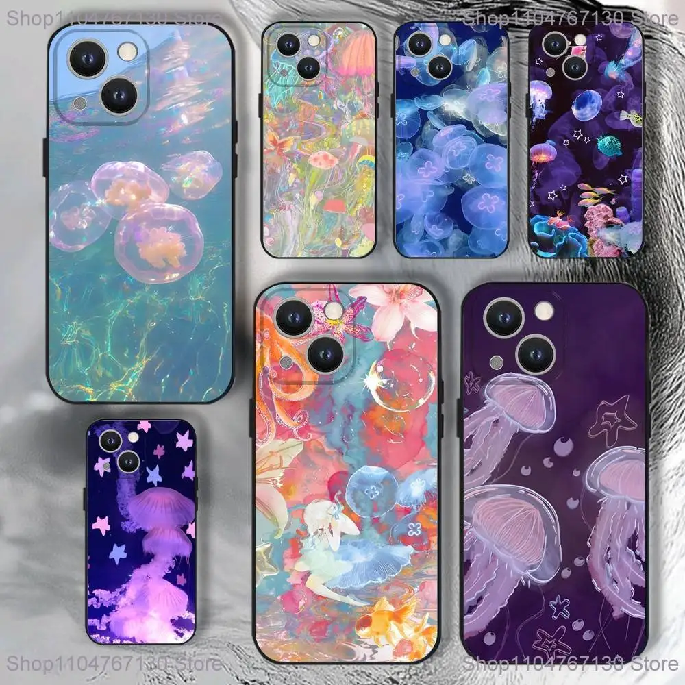 

Pink Jellyfish Phone Case For iPhone 17,16,15,14,13,12,11,Pro,XS,Max,XR,Plus,E,SE4,Mini Black Soft Cover