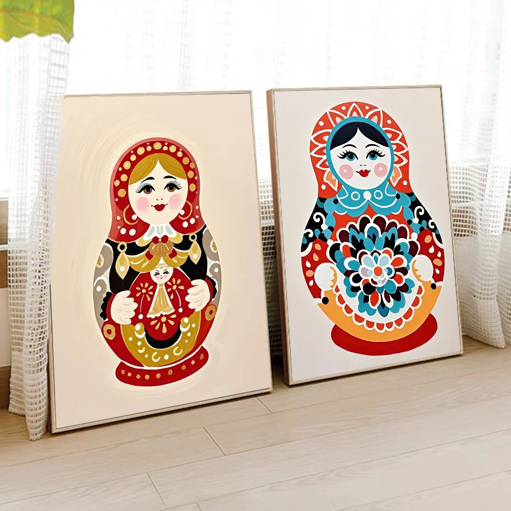 Matryoshka Dolls DIY Sticky Poster Whitepaper Prints Posters Artwork Vintage Decorative Painting