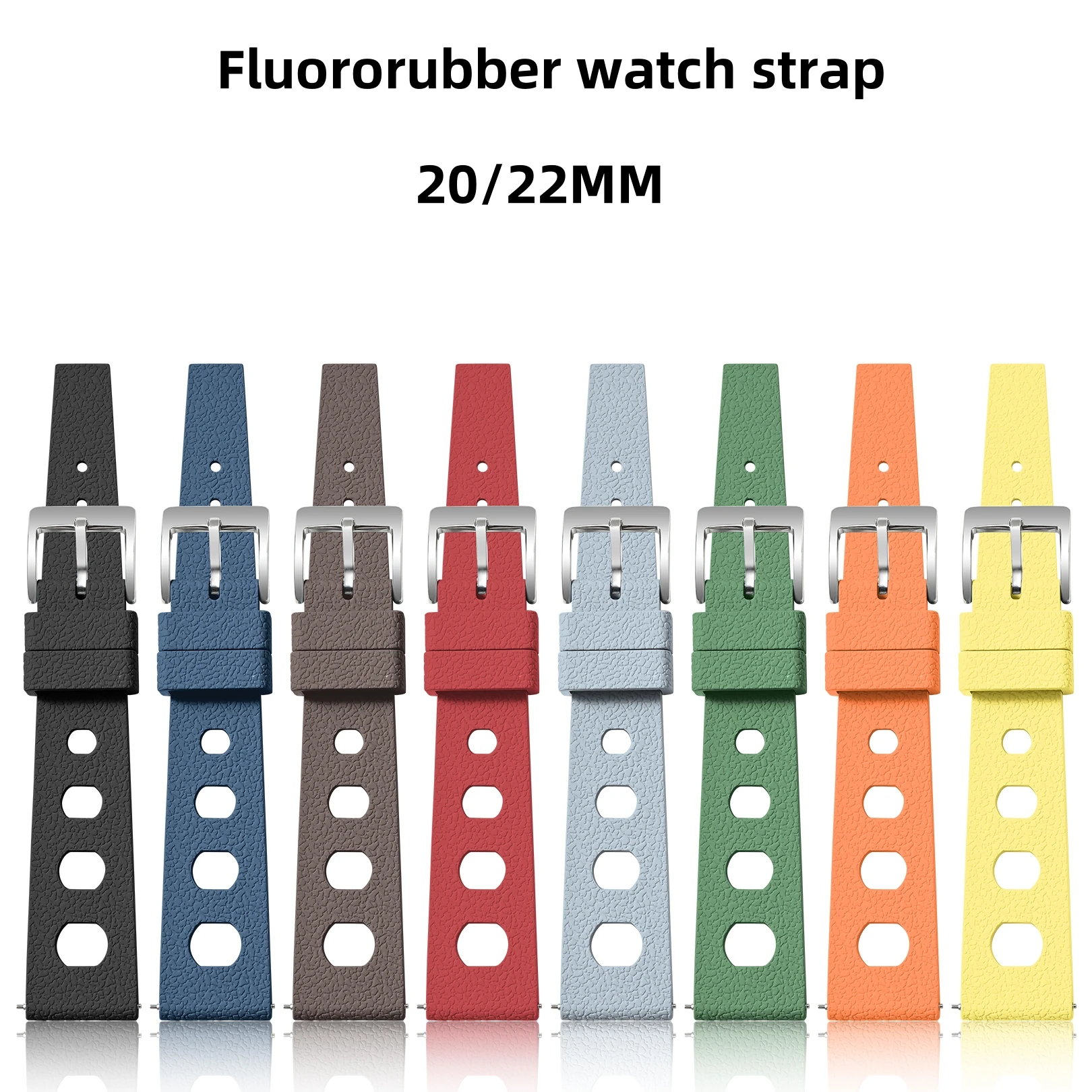

Universal New Design Watch Strap Soft FKM Rubber Quick Release Watch Band 20/22mm Tropical Wristband Men Women Bracelet