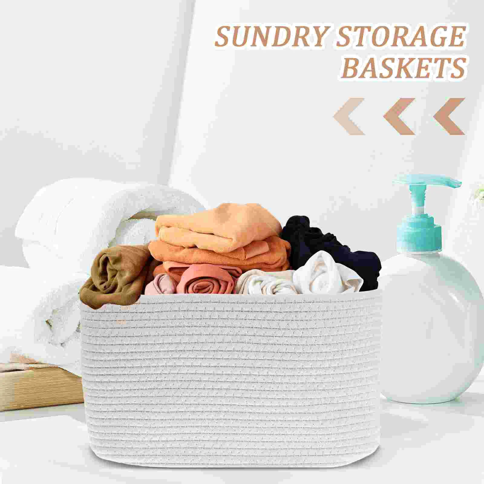 2 Pcs Laundry Basket Closet Organizers and Storage Toy Nursery Bins Baskets for Organizing White Woven Decor Kids