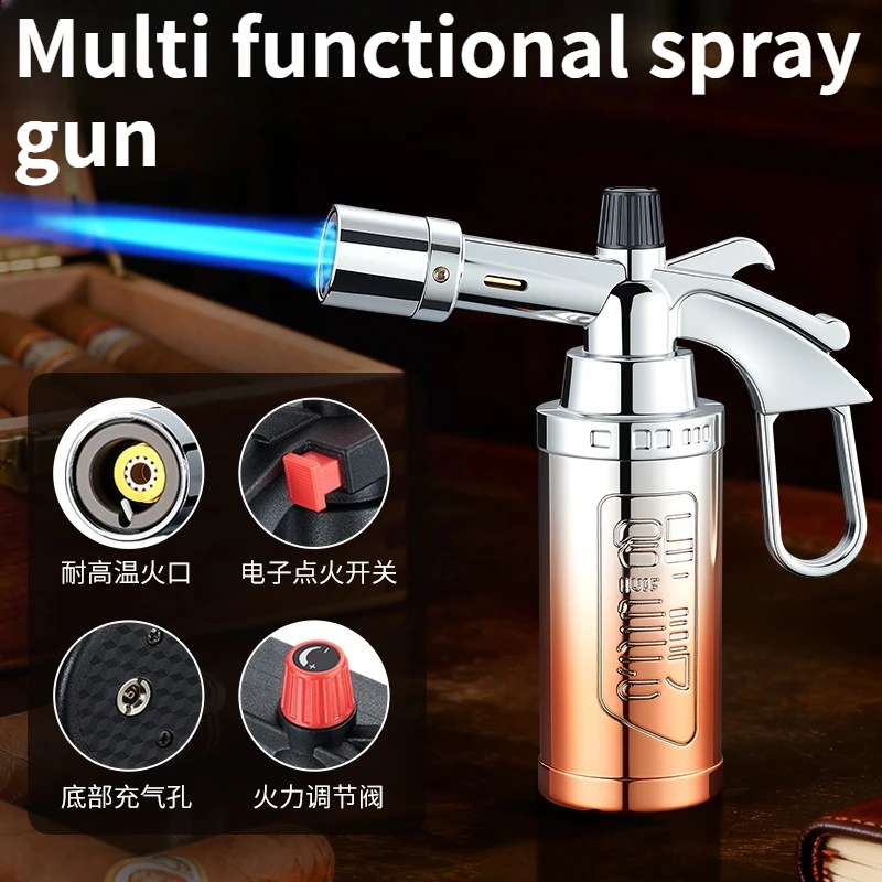 

High Firepower Butane Spray Gun with Hook Household High-temperature Electronic Ignition Lighter Baking and Welding Spray Gun