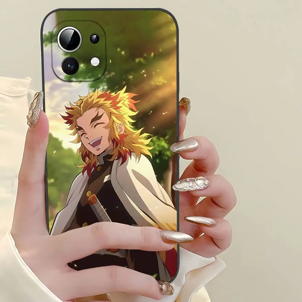 حافظة هاتف Rengoku Kyoujurou لهاتف Xiaomi 11 12 Redmi Note 11 5G 8T 9A 9 10T Note 8 9 12 SUltra مقاومة للصدمات، نحيفة، سوداء، حافظة