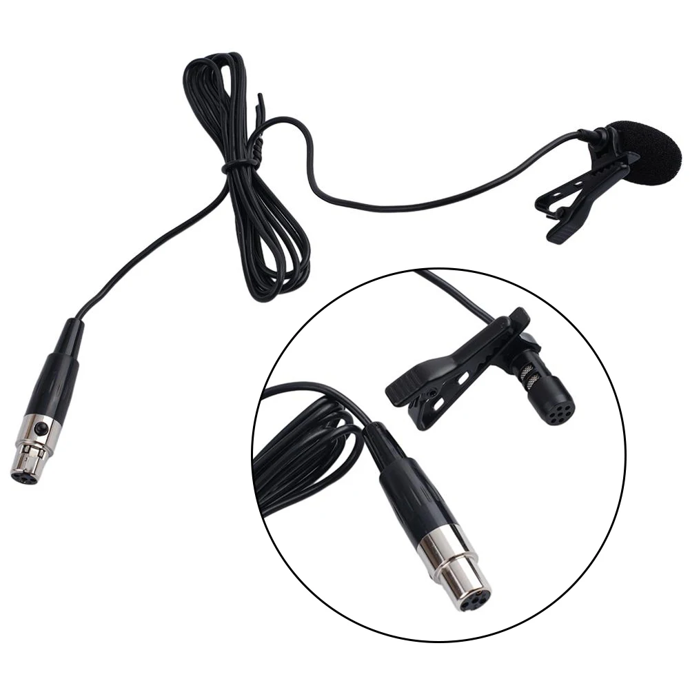 Black Lavalier Lapel Clip Microphone Clip-on Mic 4-PIN Mini XLR TA4F For Shure Wireless Microphone With Detachable Tie-clip