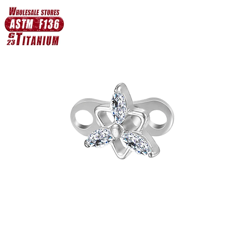 F136 Titanium Microdermals Flower 16g Zircon helix Piercing Dermal CZ Anchol Snake Internal Thread sexy Skin Diver Body Jewelry